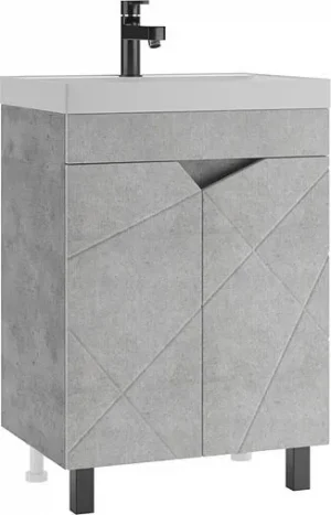 Тумба-умывальник напольная Домино Vector 60 метрополитан грей/бетон серый DV6612T+4627173210164