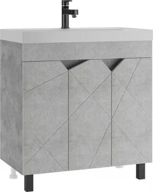 Тумба-умывальник напольная Домино Vector 80 метрополитан грей/бетон серый DV6614T+4627173210188