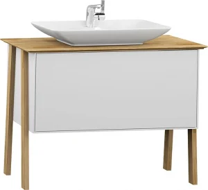 Тумба-умывальник напольная ISVEA Eleganza 110 белый ультраглянец/дуб 21LGS301111I+10SY50065SV