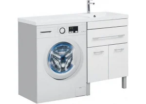Тумба-умывальник напольная над стиральной машиной Aquanet Верона 120 R белый 00182507+НФ-00014537