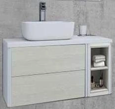 Тумба-умывальник подвесная Aquaton Брук 100 (80+20) дуб латте/белый