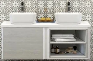 Тумба-умывальник подвесная Aquaton Брук 120 (60+60) дуб латте/белый