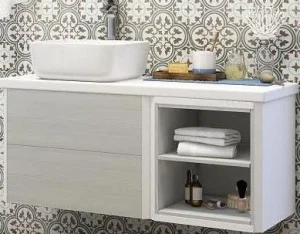 Тумба-умывальник подвесная Aquaton Брук 120 (80+40) дуб латте/белый