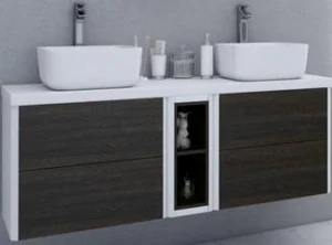 Тумба-умывальник подвесная Aquaton Брук 140 (60+20+60) дуб феррара/белый