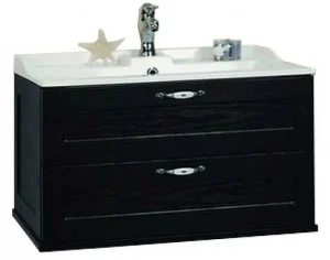 Тумба-умывальник подвесная Aquaton Леон 80 ясень чёрный 1A1863K0LBPT0