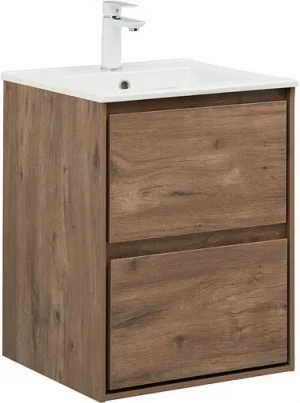 Тумба-умывальник подвесная Aquanet Милан 50 дуб рустикальный 00336376+00303190
