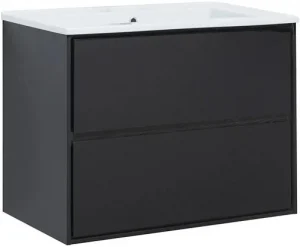 Тумба-умывальник подвесная Aquanet Милан 80 чёрный глянец 00269303+640344