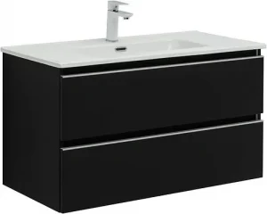 Тумба-умывальник подвесная Aquanet Вега 90 чёрный 00329598+00323883