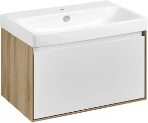 Тумба-умывальник подвесная Aquaton Либерти 70 дуб эльвезия/белый глянец 1A2798K0LYC70