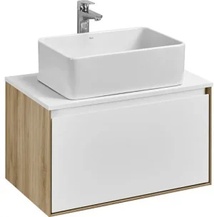 Тумба-умывальник подвесная Aquaton Либерти 70 дуб эльвезия/белый глянец 1A2798K1LY010