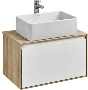 Тумба-умывальник подвесная Aquaton Либерти 70 дуб эльвезия/белый глянец 1A2798K1LYC70