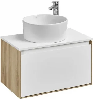 Тумба-умывальник подвесная Aquaton Либерти 70 дуб эльвезия/белый глянец 1A2798K2LY010