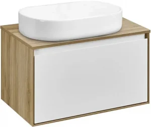 Тумба-умывальник подвесная Aquaton Либерти 70 дуб эльвезия/белый глянец 1A2798K3LYC70