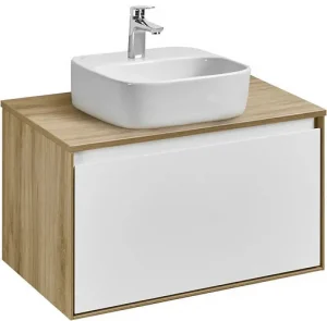 Тумба-умывальник подвесная Aquaton Либерти 70 дуб эльвезия/белый глянец 1A2798K4LYC70