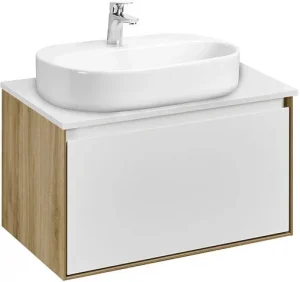 Тумба-умывальник подвесная Aquaton Либерти 70 дуб эльвезия/белый глянец 1A2798K5LY010