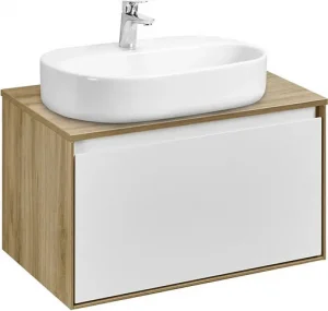 Тумба-умывальник подвесная Aquaton Либерти 70 дуб эльвезия/белый глянец 1A2798K5LYC70
