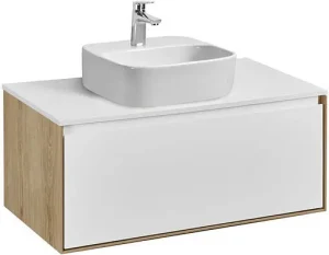 Тумба-умывальник подвесная Aquaton Либерти 90 дуб эльвезия/белый глянец 1A2799K4LY010