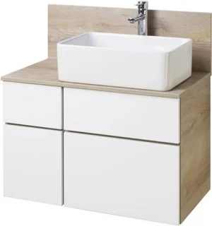 Тумба-умывальник подвесная Aquaton Мишель 80 белый/дуб эндгрейн 1A244501MIX40+