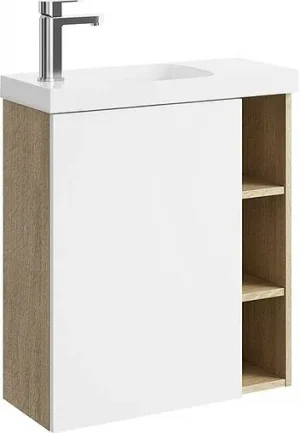 Тумба-умывальник подвесная Aqwella Alba 60 L белый матовый/дуб давос ALB0106LDD+ALB0706WM+CMPSL.06.04.D