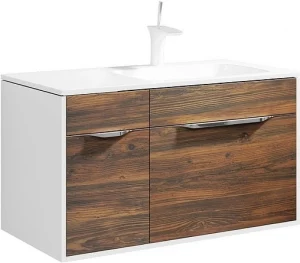 Тумба-умывальник подвесная Aqwella Malaga 100 крафт тёмный/белый Mal.01.09/R/CD+Mal.09.04.D-R