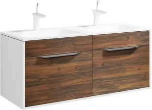 Тумба-умывальник подвесная Aqwella Malaga 120 крафт тёмный/белый Mal.01.12/CD+Mal.12.04.D