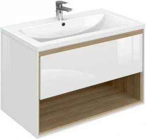 Тумба-умывальник подвесная Cersanit Louna 80 белый/дуб Эврика 64071+