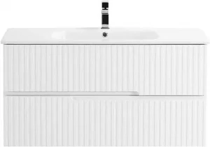 Тумба-умывальник подвесная Cezares Duet 100 Bianco Opaco DUET-800-2C-SO-BO+CZR-NAT-100-LVB