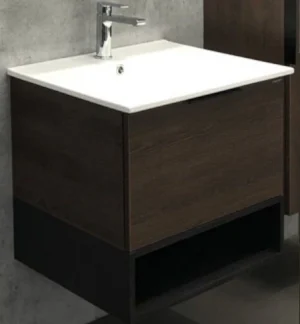 Тумба-умывальник подвесная Comforty Франкфурт 60 дуб шоколадно-коричневый/чёрный 00004150530CF