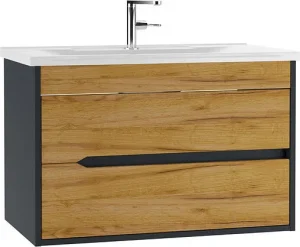 Тумба-умывальник подвесная Домино Karat 80 дуб вотан/антрацит DK3202T+4627173210119