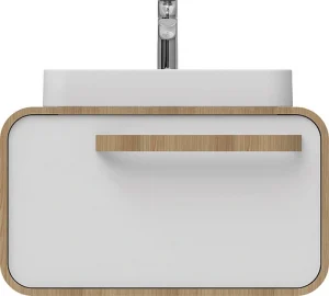 Тумба-умывальник подвесная ISVEA Soffice 80 тик/белый 23SQS403085I+10SQ50048SV