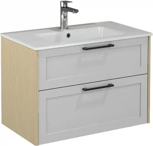 Тумба-умывальник подвесная ISVEA Valero 80 серый/дуб 27VRS074080I+10SL51081SV