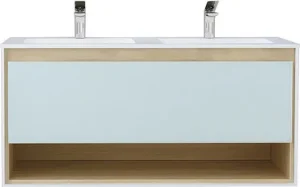 Тумба-умывальник подвесная Jorno Glass 120 белый/дуб сонома Gla.01.122/P/W+Mol.08.120/W