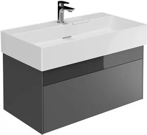 Тумба-умывальник подвесная Kerama Marazzi Logica 90 стальной серый LOG.90.2ST+LO.wb.90.1