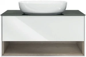 Тумба-умывальник подвесная Kerama Marazzi Plaza Modern 100 белый/дуб орегон PL.M.100.1WHT+PL.wbi.55.1+