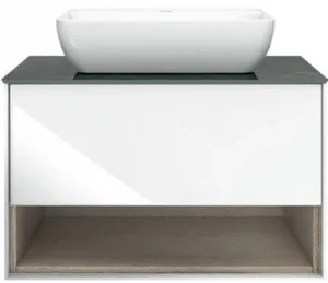 Тумба-умывальник подвесная Kerama Marazzi Plaza Modern 80 белый/дуб орегон PL.M.80.1WHT+PL.wbi.55.1+