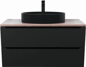 Тумба-умывальник подвесная Uperwood Tanos 100 чёрный матовый/бук светлый 2910210429