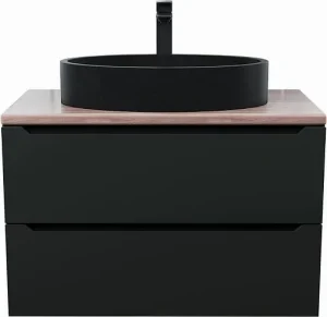 Тумба-умывальник подвесная Uperwood Tanos 80 чёрный матовый/бук светлый 2910210421