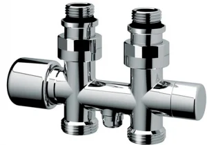 Узел нижнего подключения радиатора с байпасом терморегулирующий прямой ¾"ек x ¾"ек (½"н) LadyFAR серебро FL 0268 3412