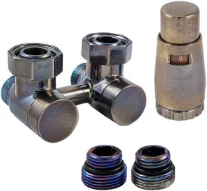 Узел нижнего подключения радиатора угловой с термоголовкой М22x1.5 x ¾"ек (½"н) Schlosser Exclusive Technoline 601000072