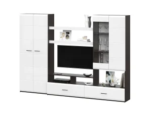 Мебель для гостиной МГС 7 + полки / Венге/Белый глянец